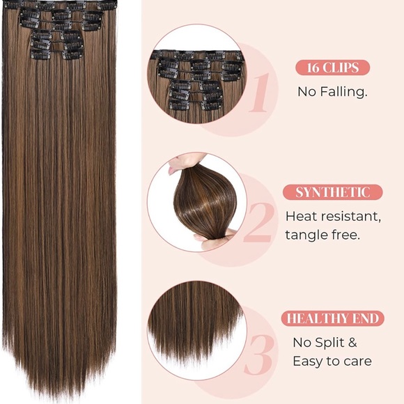 24 inch 16 clips hair extension clip in main image 5